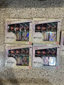 5X One Piece Trading Card Game Illustration Box: Volume 1 & 4X Vol 2 New Sealed - Image 2
