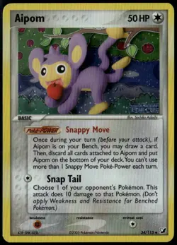 Aipom Reverse Holo 34/115 ex Unseen Forces 2005 Pokemon Card LP - Image 1