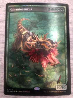 MTG Magic Gigantosaurus #718 x 1 - DFDN - FOIL Textless Full Art FREE SHIPPING - Image 1