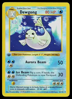 Pokemon Card - Dewgong Base Set (Shadowless) 25/102 Uncommon 1st Edition - Image 1