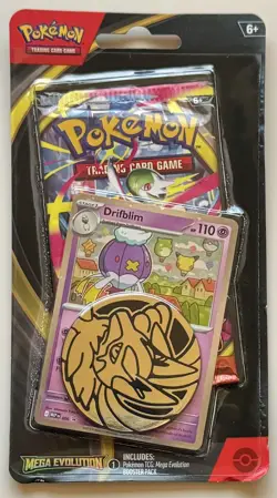 Pokemon Mega Evolution Booster Pack –Sealed Blister, Drifblim Promo Card & Coin - Image 1