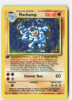 Machamp 008/102 Pokemon Card 1st Edition Holofoil - Image 1