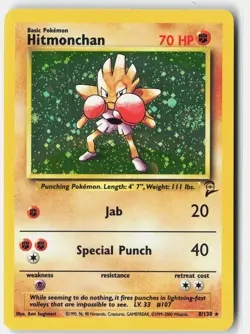Hitmonchan Base Set 2 Pokemon Card Holo 8/130 - Image 1