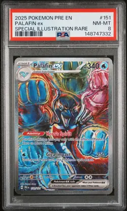 2025 Prismatic Evolutions Palafin EX Special Illustration Rare PSA 8 #151 - Image 1