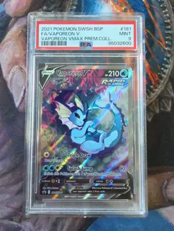 2021 Vaporeon V SWSH181 VMAX Premium Collection Promo Full Art Pokemon PSA 9 - Image 1