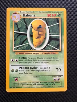 Vintage Pokemon TCG Kakuna 33/102 Base Set MP/HP - Image 1