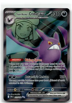 Team Rocket's Crobat ex 217/182 Ultra Rare Destined Rivals Pokemon NM b6 - Image 1