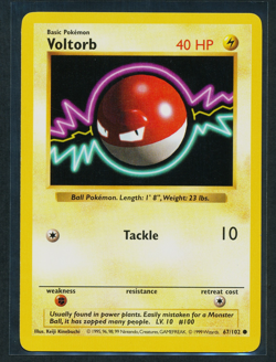 Voltorb 67/102 Pokemon 1999 Shadowless Base Set MP - Image 1