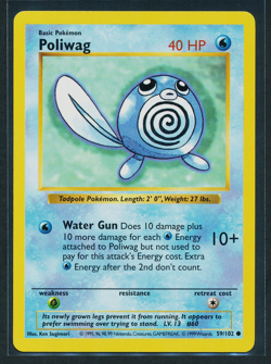 Poliwag 59/102 Pokemon 1999 Shadowless Base Set MP - Image 1