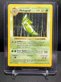 Metapod 54/102 Pokemon 1999 Shadowless Base Set MP - Image 1