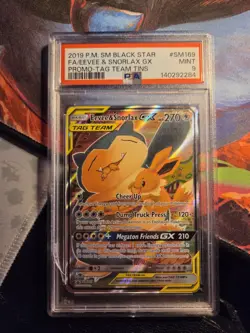 Pokemon Eevee Snorlax GX SM169 Promo Tag Team Full Art PSA 9 Cracked Slab - Image 1