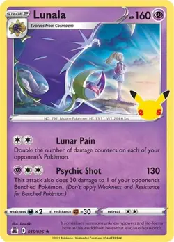 Lunala (#015/025) - Holofoil SWSH - Celebrations NM Pokemon - Image 1