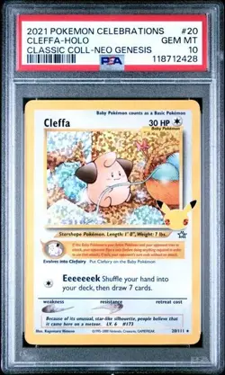 PSA 10 GEM MINT Cleffa 20/111 Celebrations Classic Collection Holo Pokemon Card - Image 1