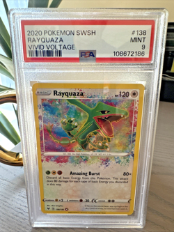 2020 Pokemon Rayquaza Vivid Voltage PSA 9 Mint Graded Card - Image 1
