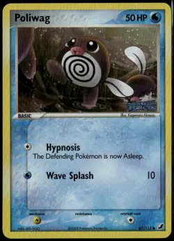 Poliwag Reverse Holo 67/115 ex Unseen Forces 2005 Pokemon Card LP- - Image 1