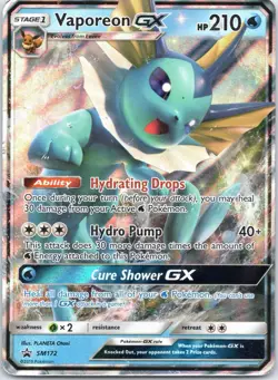 Vaporeon GX SM172 Holo Ultra Rare Black Star Promo Pokemon TCG Card - Image 1