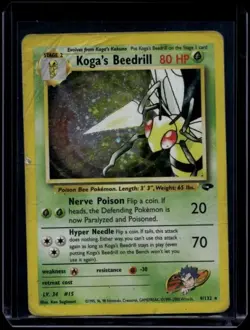Pokemon TCG Koga's Beedrill 9/132 Gym Challenge Holo Rare DMG - Image 1
