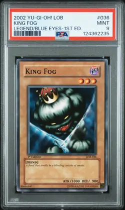 2002 YU-GI-OH! LOB-LEGEND OF BLUE EYES WHITE DRAGON 1ST ED #036 KING FOG PSA 9 - Image 1