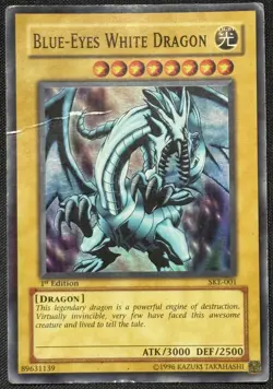 Yugioh Blue Eyes White Dragon 1st Edition Super Rare SKE-001 HP - Image 1