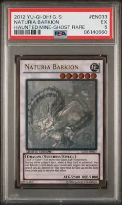 2012 YuGiOh Gold Series Haunted Mine Naturia Barkion GLD5-EN033 Ghost Rare PSA 5 - Image 1