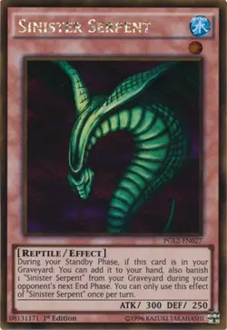 Yugioh! LP Sinister Serpent - PGL2-EN027 - Gold Rare - 1st Edition Lightly Playe - Image 1