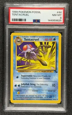 1999 Pokemon Fossil #44 TENTACRUEL 44/62 Uncommon Base Set Series Card PSA 8 - Image 1