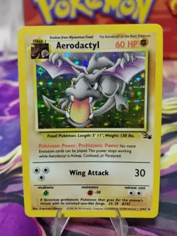 Pokemon TCG Aerodactyl Fossil Holo Card 1/62 Unlimited Rare LP Condition Vintage - Image 1