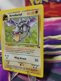 Pokemon TCG Aerodactyl Fossil Holo Card 1/62 Unlimited Rare LP Condition Vintage - Image 2