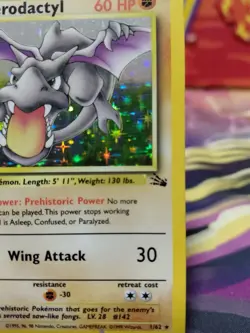 Pokemon TCG Aerodactyl Fossil Holo Card 1/62 Unlimited Rare LP Condition Vintage - Image 5