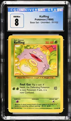 Koffing 51/102 CGC 8 Base Set Pokemon Card - Image 1