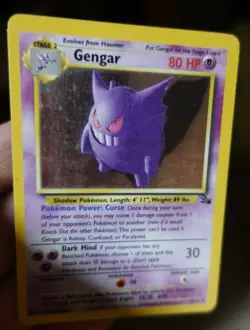 Gengar 5/62 Additional White Ink Error Fossil Holo Misprint Pokemon Card MP^ - Image 3