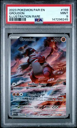 PSA 9 Groudon 199/182 Paradox Rift Illustration Rare Pokemon Card - Image 1