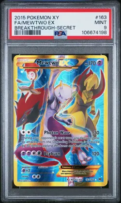 2015 POKEMON MEWTWO EX #163 SECRET FULL ART XY BREAKTHROUGH PSA 9 MINT - Image 1