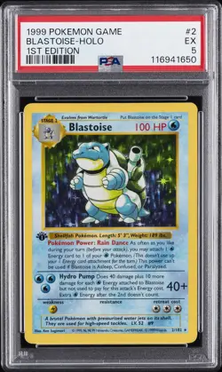 1999 POKEMON GAME 1ST ED #2 BLASTOISE-HOLO PSA 5 - Image 1