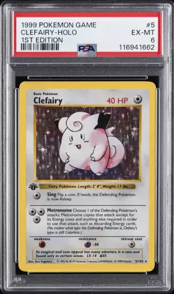 1999 POKEMON GAME 1ST ED #5 CLEFAIRY-HOLO PSA 6 - Image 1