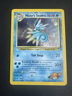 Misty’s Seadra 009/132 Gym Heroes Holo Rare Unlimited English 70 HP Pokemon TCG - Image 1