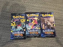 Pokemon SHINING FATES BOOSTER PACKS Lot of 3-Factory Sealed TCG - Image 1