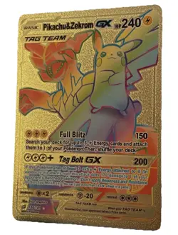 Pokemon Pikachu & Zekrom GX TAG TEAM Secret Rare Full Art Gold Foil 184/181 EN - Image 1