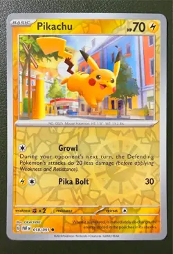 Pokemon TCG Pikachu 18/91 Paldean Fates SV4.5 Reverse Holo NM - Image 1