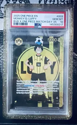 2025 ONE PIECE PROMOS BVB X ONE PIECE MATCH DAY 2025 #003 MONKEY D. LUFFY PSA 10 - Image 3