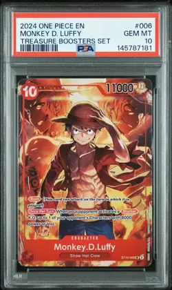 2024 ONE PIECE PROMOS TREASURE BOOSTERS SET #006 MONKEY D. LUFFY PSA 10 - Image 1