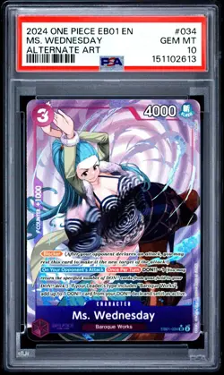 PSA 10 2024 ONE PIECE EB01 034 MS WEDNESDAY ALTERNATE ART - Image 1