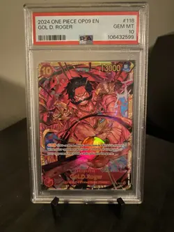 Bandai 2024 One Piece Card Game OP09 Gol D. Roger #118 SEC Holo PSA 10 - Image 1