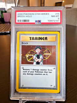 2000 POKEMON BROCK HOLO GYM HEROES #15 PSA 8 - Image 1