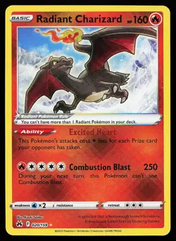 Radiant Charizard 020/159 Holo Crown Zenith Pokemon Card - Image 1