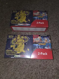 Pokemon TCG Surging Sparks ETB + Booster Bundle Costco Pack Sealed *Lot of 2* - Image 1