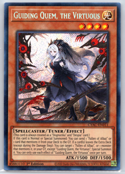 Yugioh Guiding Quem, The Virtuous CYAC-EN011 Secret Rare 1st Edition TCG Card - Image 1