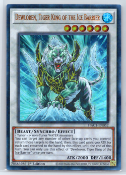 Yugioh Dewloren, Tiger King of the Ice Barrier HAC1-EN052 Ultra Rare 1st Edition - Image 1