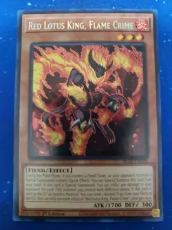 Yugioh Red Lotus King, Flame Crime BLTR-EN028 Secret Rare 1st Edition - Image 1