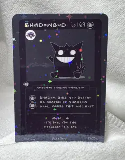 Pokederp Shadowbud “Gengar” 1st Edition Blackout Card - Pokemon Parody Fanart - Image 1